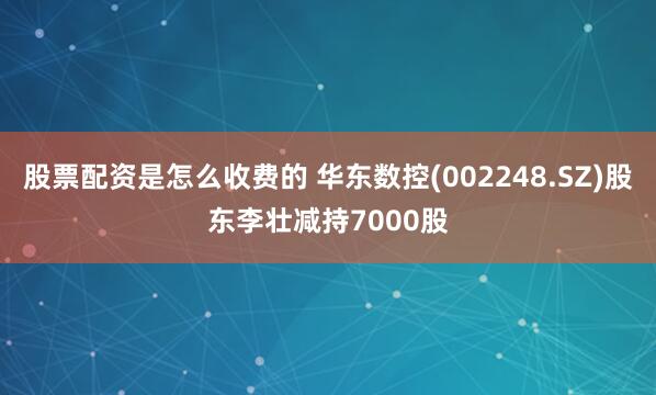 股票配資是怎么收費(fèi)的 華東數(shù)控(002248.SZ)股東李壯減持7000股